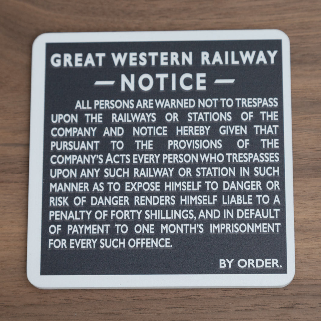 Great Western Railway sign coaster