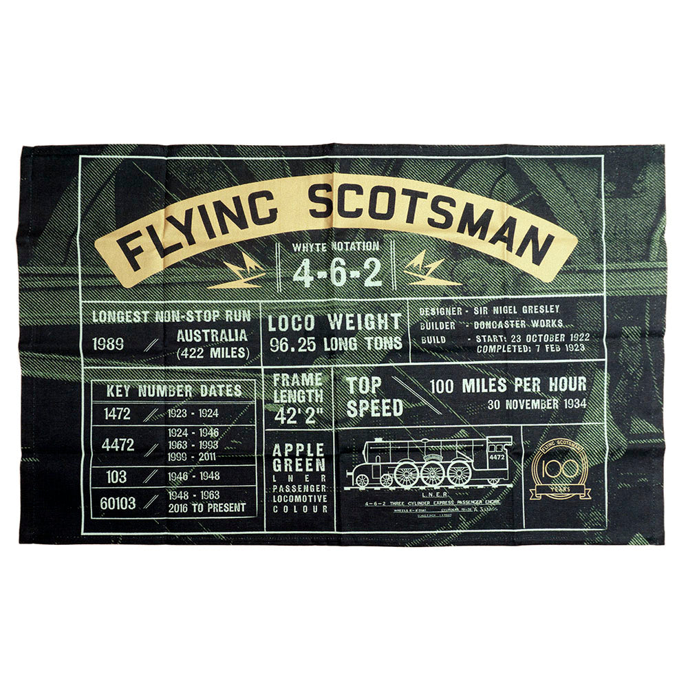 Flying Scotsman factfile tea towel
