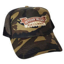 Load image into Gallery viewer, Camo Snapback Trucker Cap - SVR Logo
