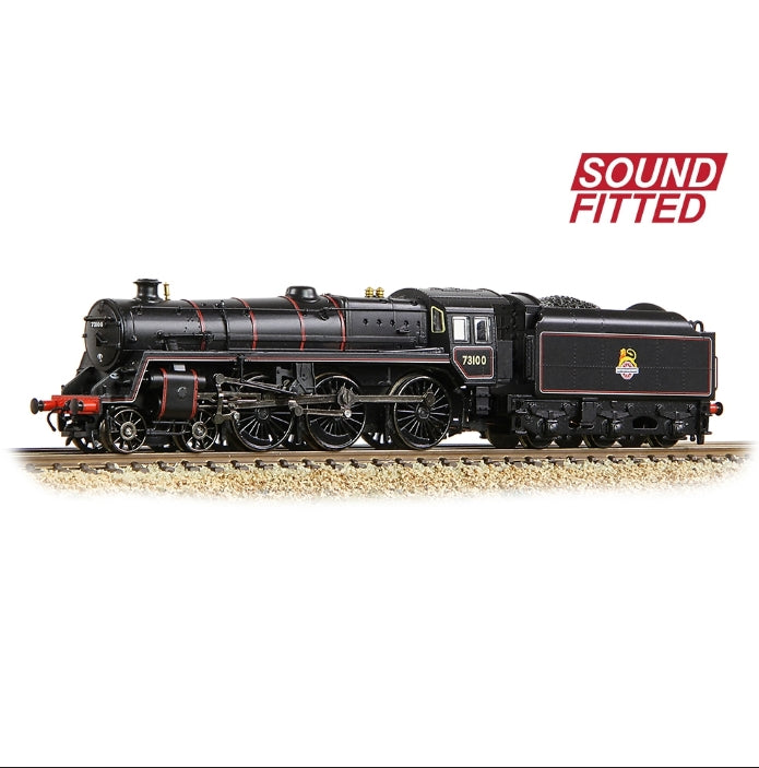 Graham Farish BR Standard 5MT with BR1B Tender 73100 BR Lined Black (Early Emblem, SOUND FITTED)