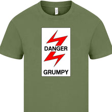 Load image into Gallery viewer, Danger - Grumpy. Electrification sign T shirt.
