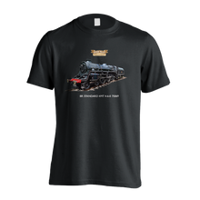 Load image into Gallery viewer, Display your love for a star of our home fleet, BR Standard 4MT 4-6-0 with a classic fit t-shirt featuring the locomotive itself.  Made bespoke for The Severn Valley Railway, this t-shirt is 100% cotton.Display your love for a star of our home fleet, BR Standard 4MT 4-6-0 with a classic fit black t-shirt featuring the locomotive itself.  Made bespoke for The Severn Valley Railway, this t-shirt is 100% cotton.
